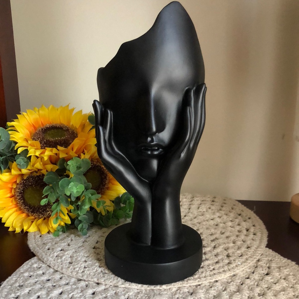 Modern Black Abstract Face Sculpture for Home Art Decor